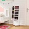 Costway Kids Jewelry Cabinet with Full-Length Mirror Foldable Drawer Anti-toppling System White/Pink